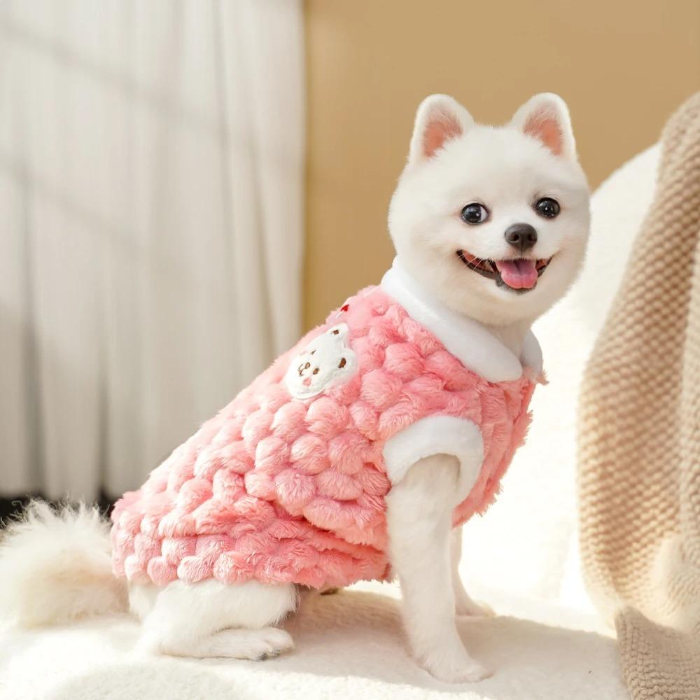 Fce Lined Dog Clothes Pulling Harn Autumn Winter Sle for Teddy Pomeranian s Pet Supplies Casual Tee Color White ...