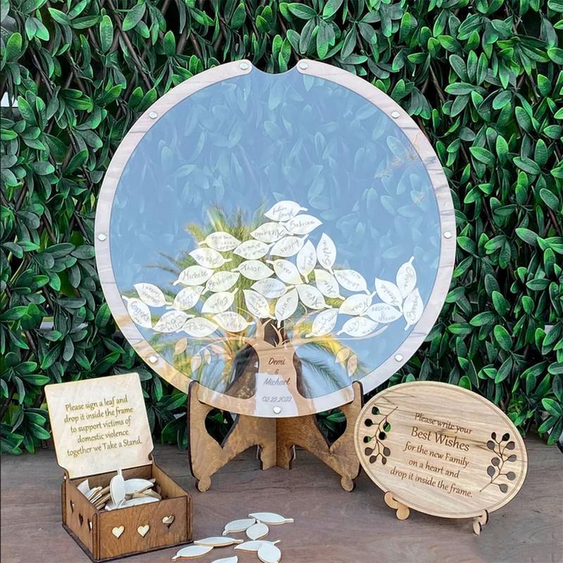 

Willow Leaf Wooden Guest Book & Card Box for Weddings & Parties