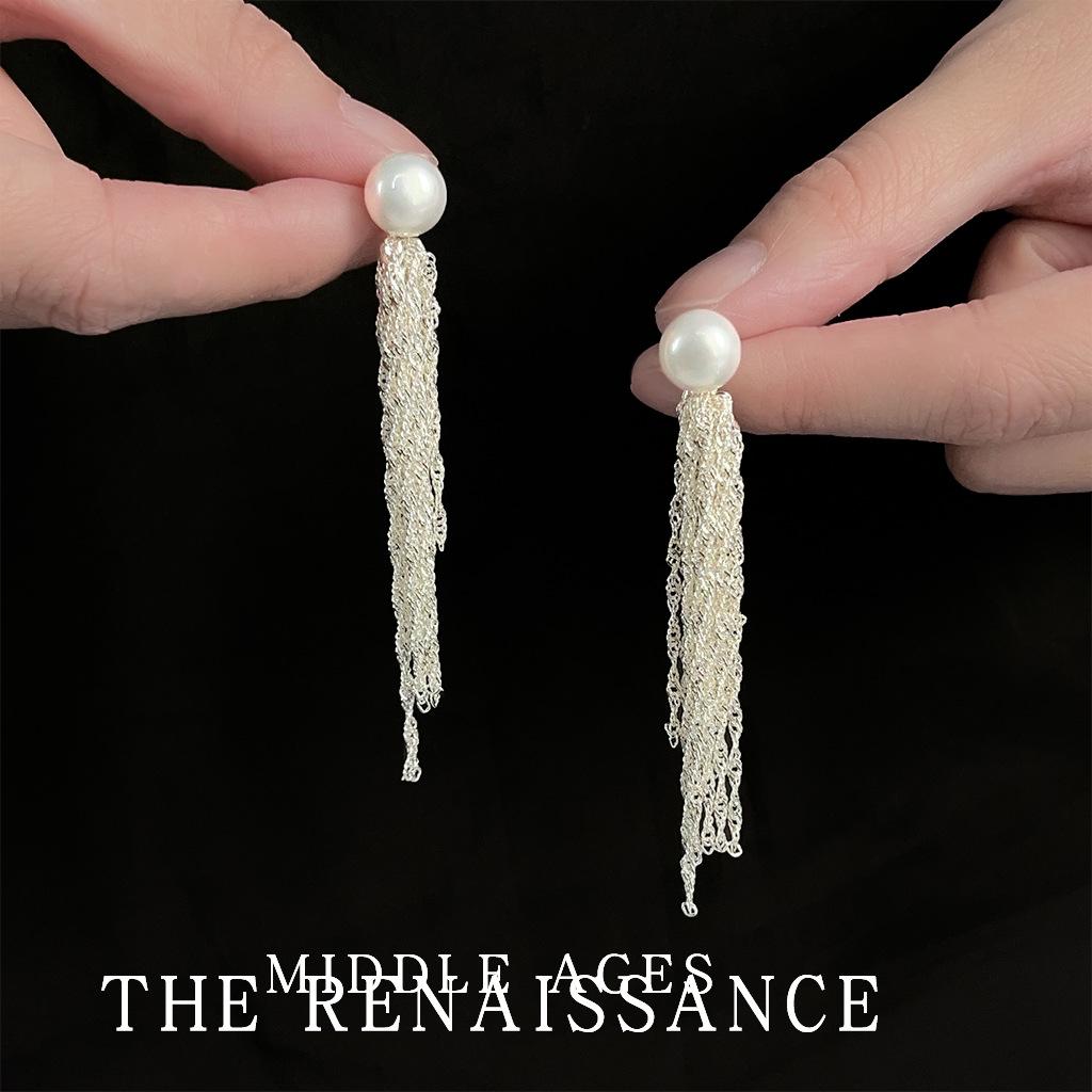 Супер фея~ длинные серьги с бахромой из жемчуга, темпераментные французские элегантные серьги