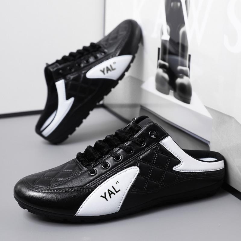 Large size men's shoes spring half slippers men's casual breathable trend lazy pedal beanie shoes