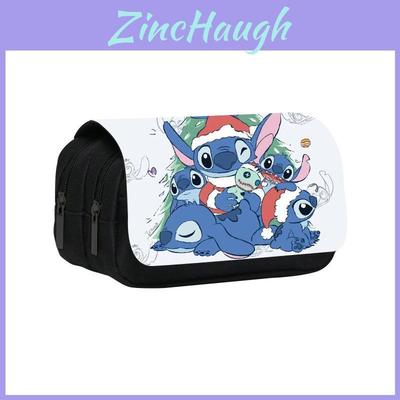 Stitch Double Layer Pencil Case For Students With Polyester Material And Storage Space