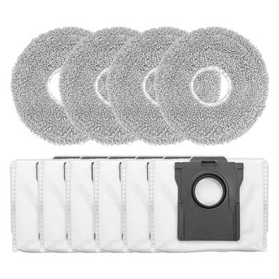 For Cecotec For Conga X70 Robot Vacuum, 4 Mop Pads And 6 Dust Bags Kit, Microfiber Cleaning Cloths With Clog-Free Bags