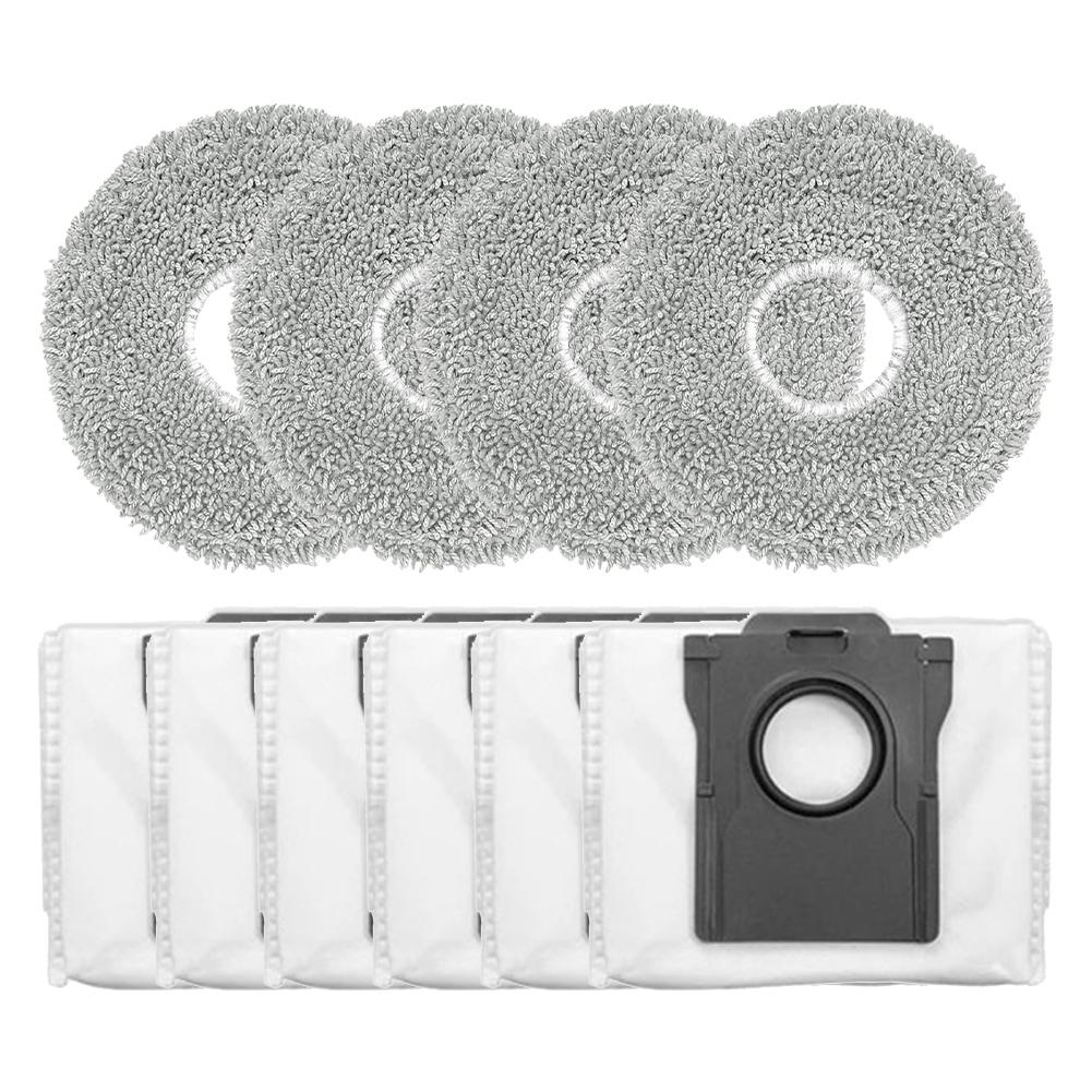 For Cecotec For Conga X70 Robot Vacuum, 4 Mop Pads And 6 Dust Bags Kit, Microfiber Cleaning Cloths With Clog-Free Bags