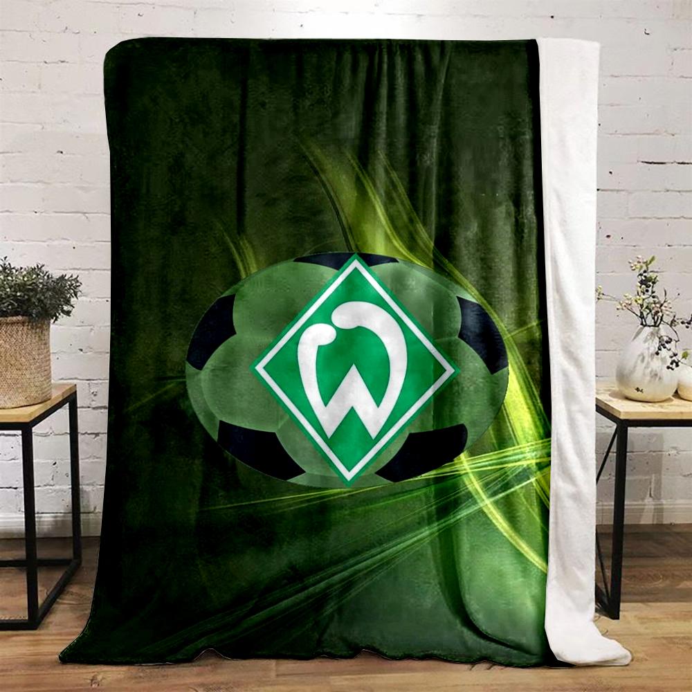Green Geometric Logo Designed Flannel Blanket for Bedroom, Living Room, Sofa, and Nap