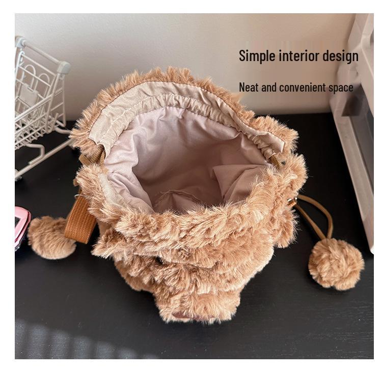 Barcelona Bear Plush Crossbody Bag - Women's Cute Single Shoulder Tote & Large Capacity Doll Backpack