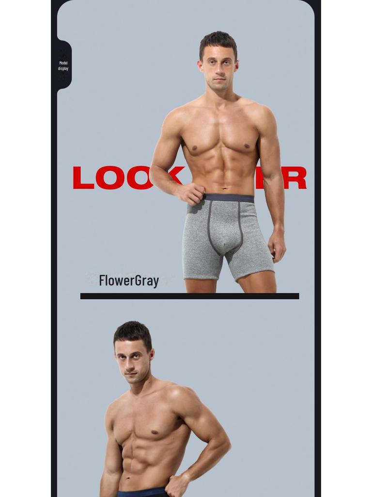Men's Plus Velvet Thermal Boxer Shorts - Anti-Friction and Lengthened for Autumn/Winter, Ideal for Middle-Aged and Elderly.