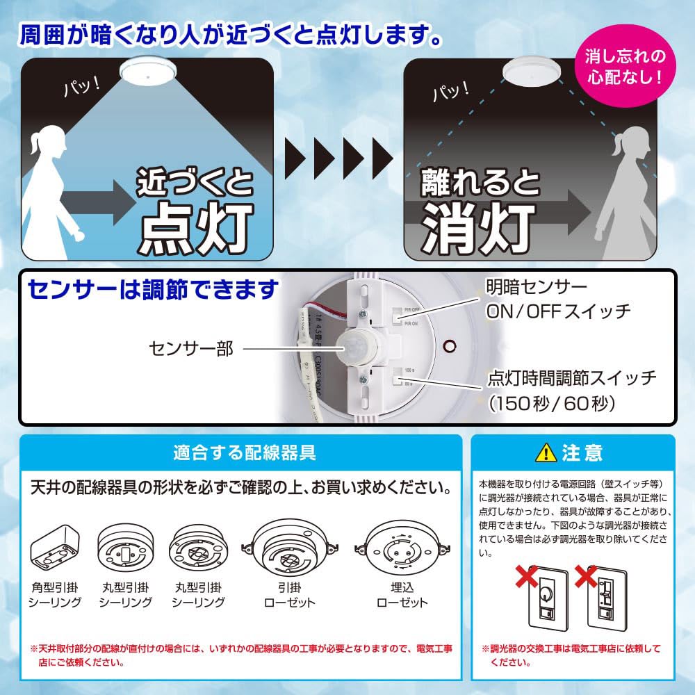 OHM LED Interior Entrance Light, Daylight | OHM Electric LT-Y18D-GB-PIR 06-5570