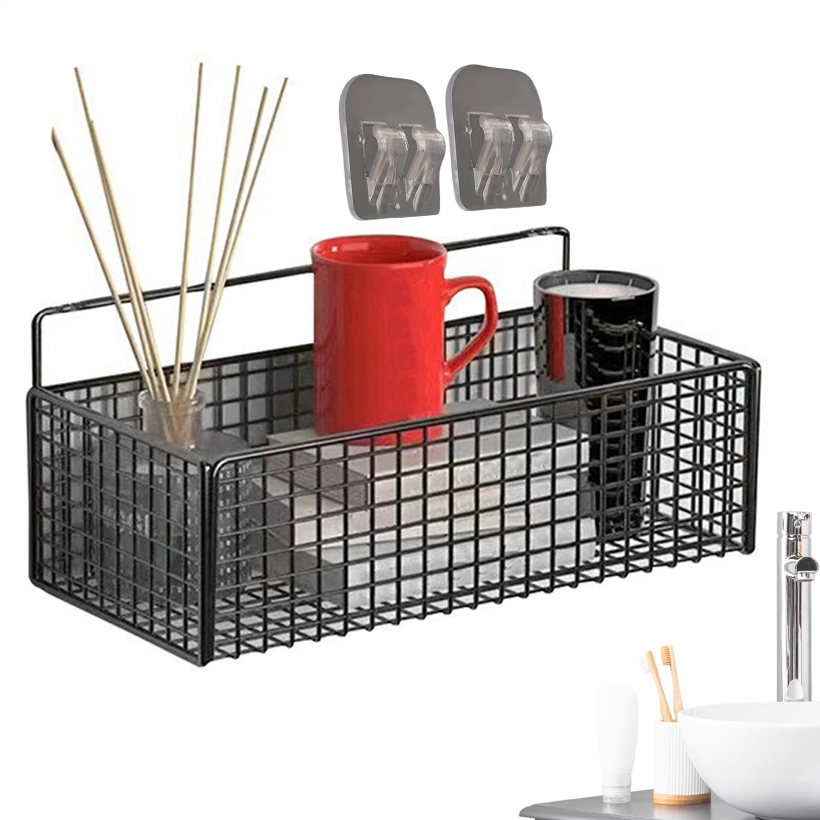 Iron Multifunctional Toiletries Organiser No Drilling Adhesive Bathroom Shelf Bathroom Kitchen Wall Mount Storage Rack CHINA