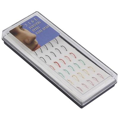 40ks Smíšené barvy Nerezová ocel Nosní knoflíky Obruče Body Piercing Prsteny Šperky