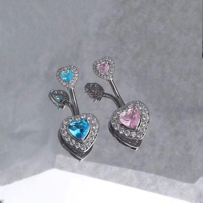 Piercings para el Ombligo Acero de Titanio Piercings para el Ombligo Estilo Spice Girl Piercings para el Ombligo Corazón de Melocotón Joyería para Piercing de Mujer Anillo para el Ombligo con Diamante para Lucir el Vientre