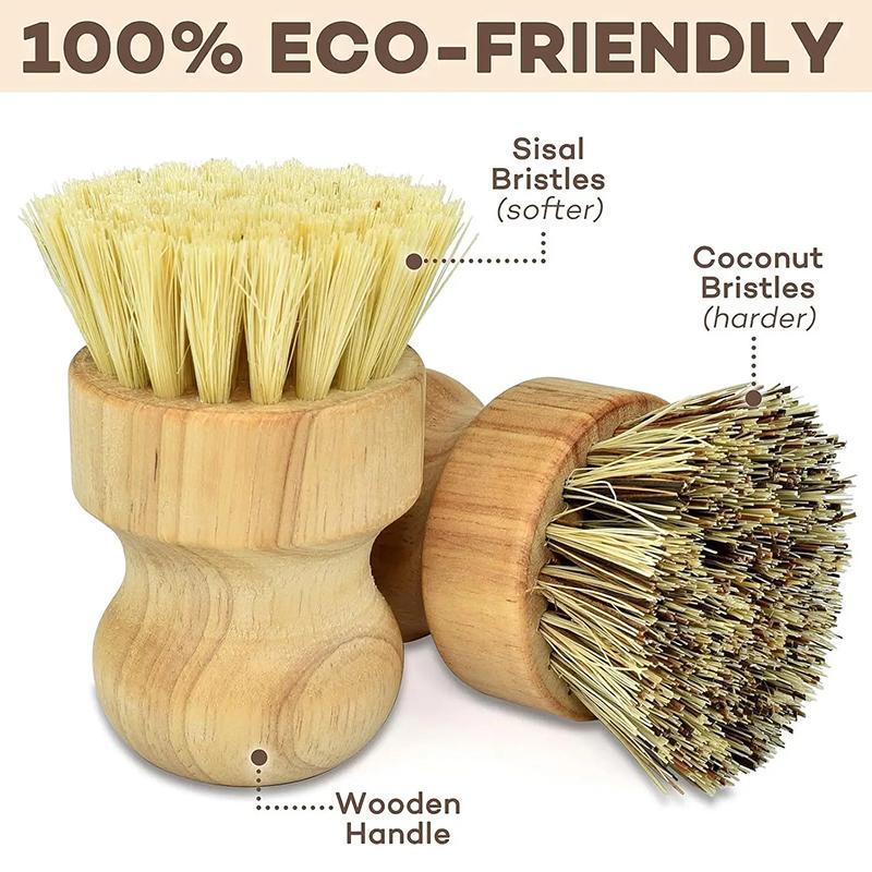 Bamboo Scrub Dish Brushes For Kitchen-Delicate Natural Washing Brush Clean Iron Pots Plates For Home Kitchen Clean