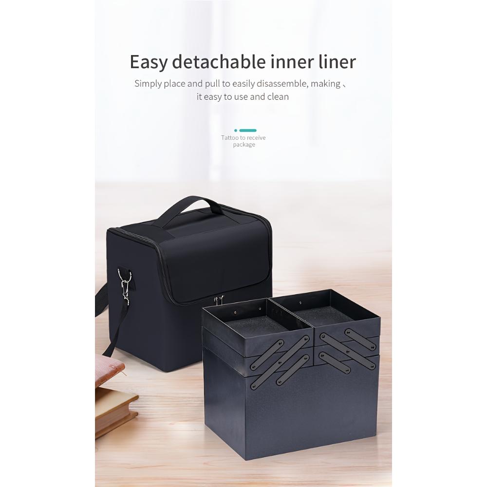 Large -capacity Multi-layer Professional Cosmetic Bag,portable Manicure Pattern Embroidery Makeup Toolbox, Jewelry, Necklace,ring,pendant Storage Box.