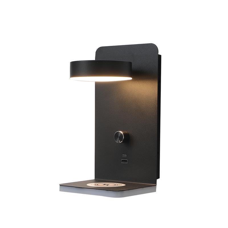 LED Wall Lamp with Wireless and USB Dual Charging Ports for Bedroom and Hotel Reading