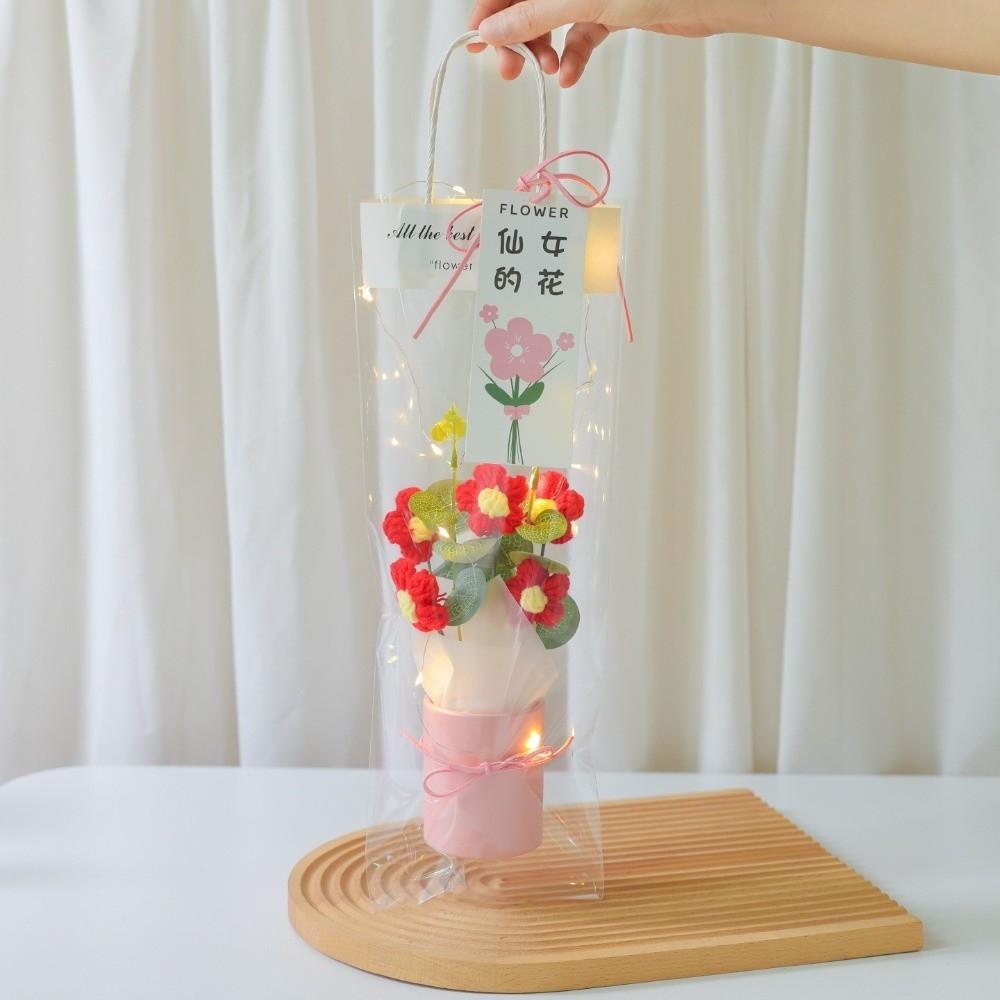 With Light String Crochet Flower Bouquet Artificial Flowers Decor  Teacher's Day Gifts