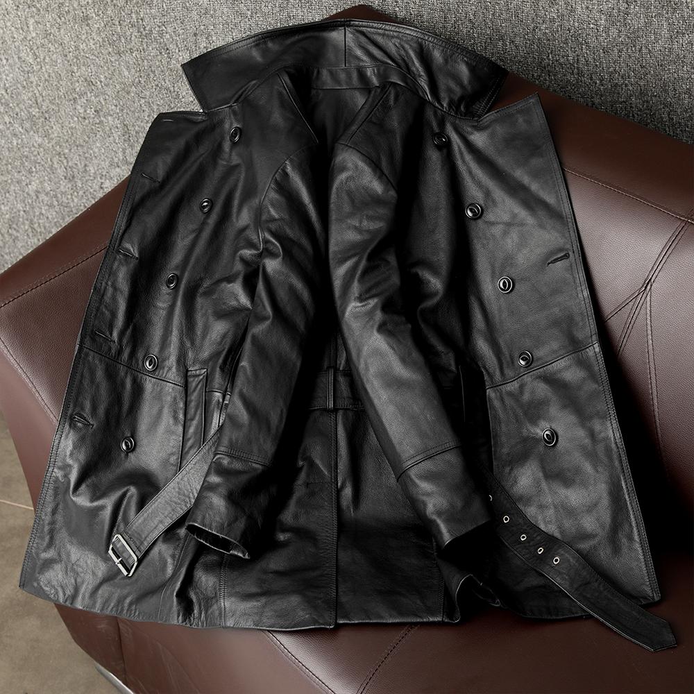 Genuine Cowhide Leather Jacket for Men Motorcycle Business Casual Suit Lapel Large Size Coat