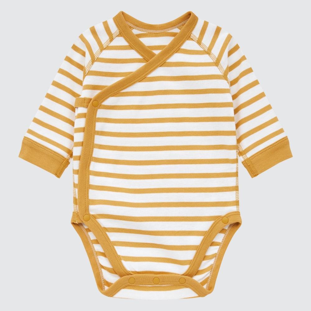 Uniqlo Japan Bodysuit  Bordered  Long Sleeves  Open Front 