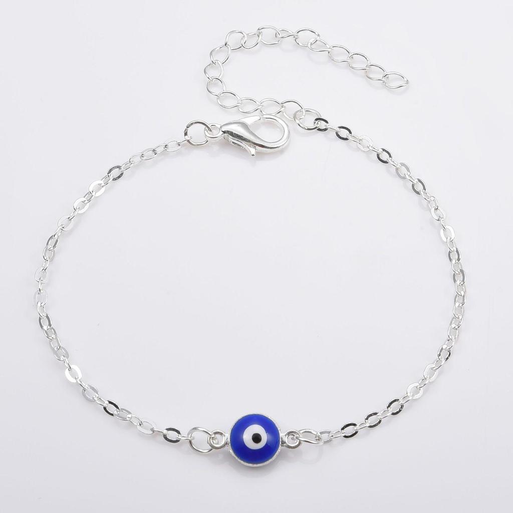 Evil Eye Blue Alloy Plated Women's Foot Jewelry Anklet