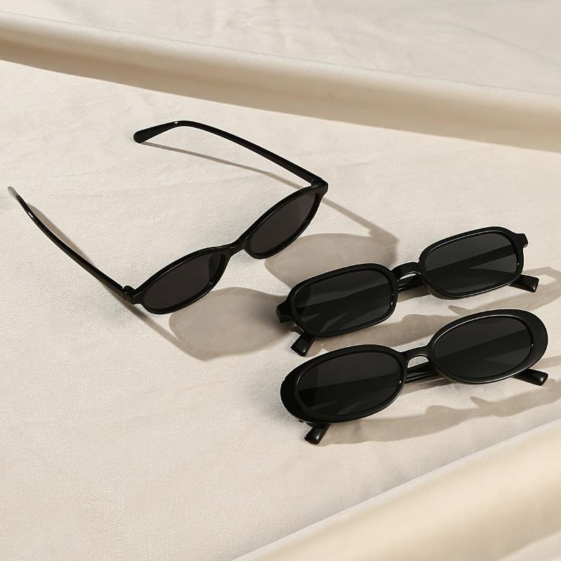 3pcs Fashionable Oval Shaped Small Frame Women's Sunglasses, Simple, Fashionable, Lightweight and Portable Sunglasses