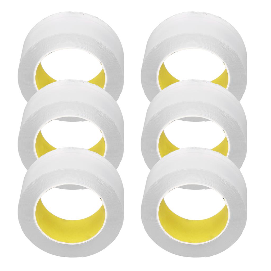 6 role de benzi dublu adezive, grosime 0,1 mm, lățime 50 mm, lungime 5 m, adeziv transparent pentru agățarea tablourilor