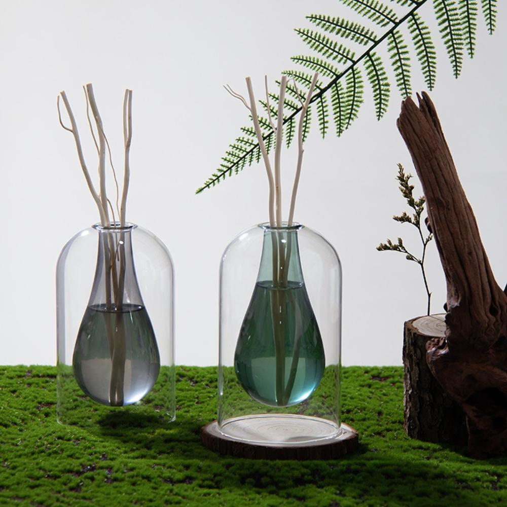 Creative Double Layer Glass Aromatherapy Bottle Minimalist Drip Shaped Fragrance Vase Ornament Home Decoration Hydroponic Vase
