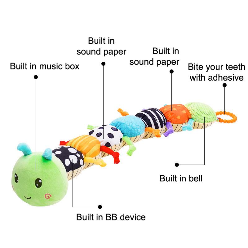 

Детская погремушка Музыкальная гусеница Мягкие плюшевые игрушки для младенцев Развивающая интерактивная сенсорная игрушка для новорожденных Подарок для малышей