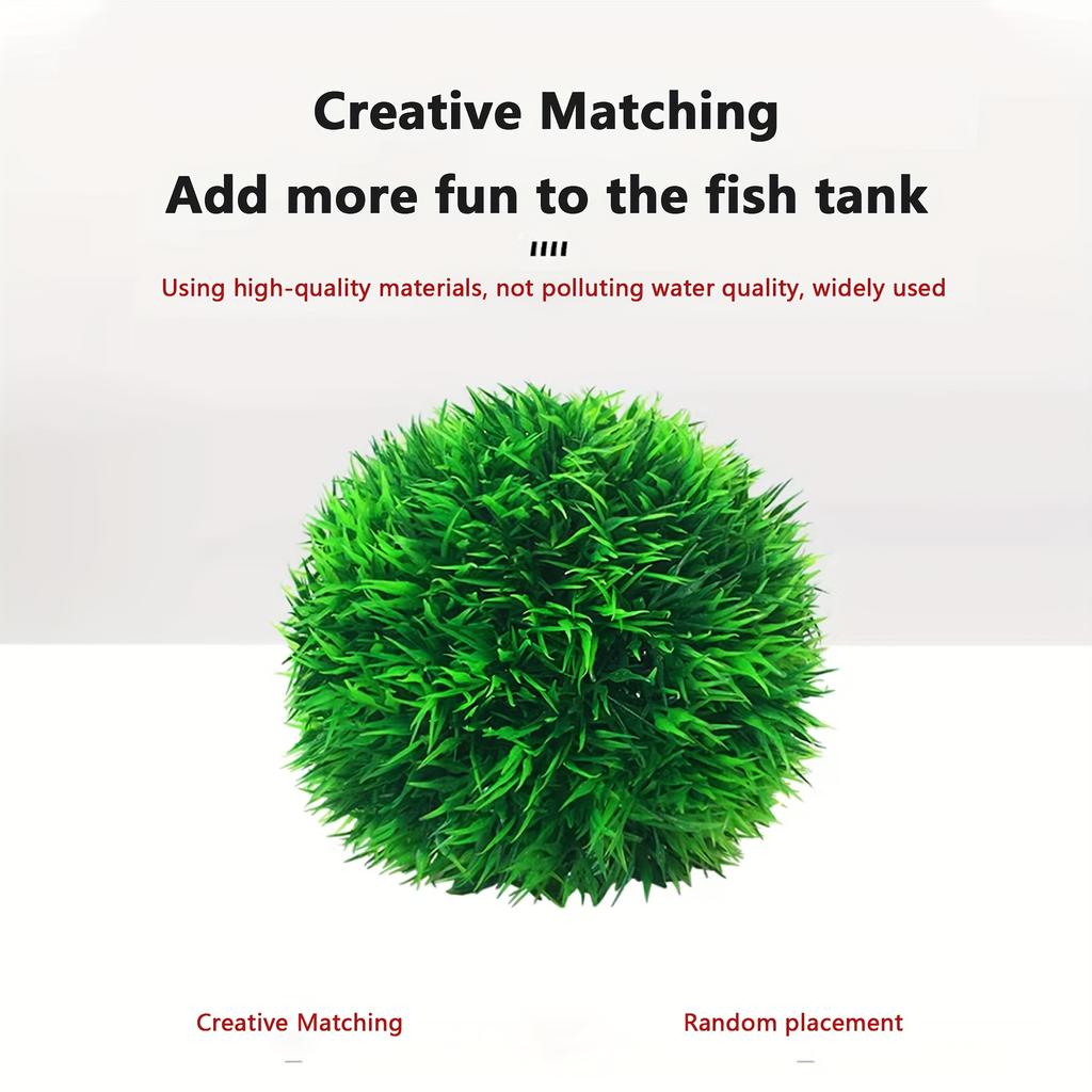 Aquarium Decorative Artificial Aquarium Grass Ball – Durable Faux Water Plant for Fish Tank Decor, Fade-Resistant