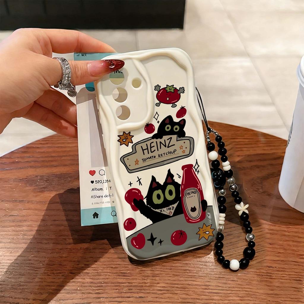 With Hanging Chain Cute Cat Phone Case For Xiaomi Note 15 Pro 14 13 12 Pro 11 Plus Redmi 15 15C 4G 14C 13C 12 A5 Soft Cover Sili