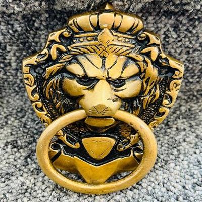 Victorian Brass Lion Door Knocker, Antique Style Lion Head Home Decor