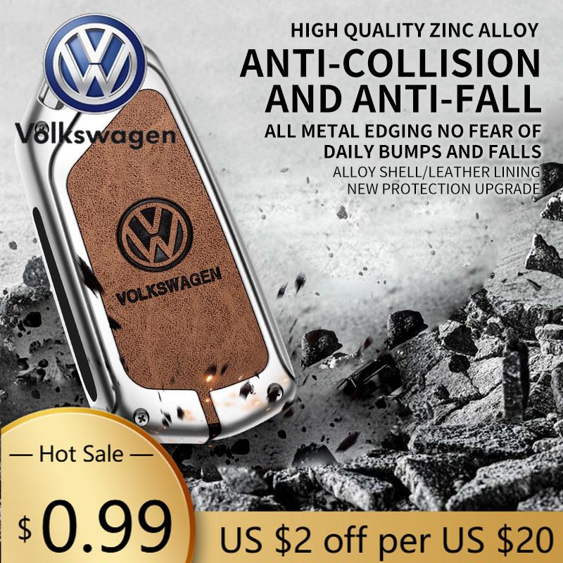 Dla VOLKSWAGEN VW Stop Cynku Skóra Samochód Inteligentny Pilot Kluczyka Etui Pokrowiec Osłona Powłoka Dla VW Volkswagen Golf 8 MK8 Leon Brelok