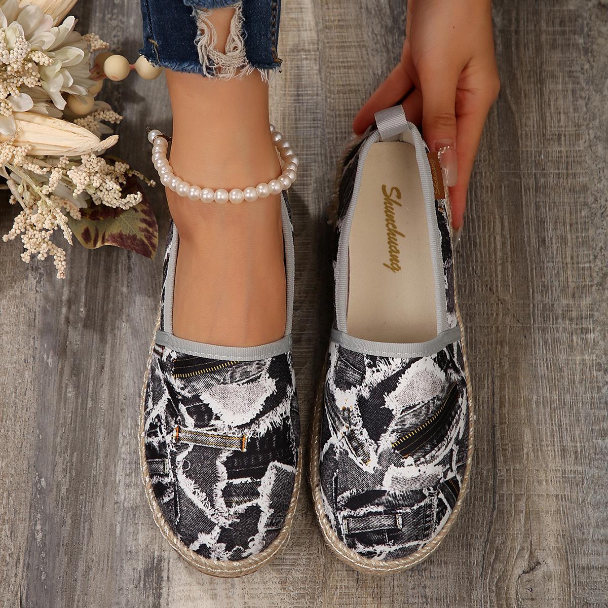 Женские парусиновые слипоны больших размеров в европейскомамериканском стиле с пеньковой веревкой дизайн с круглым носком 42 1809₽