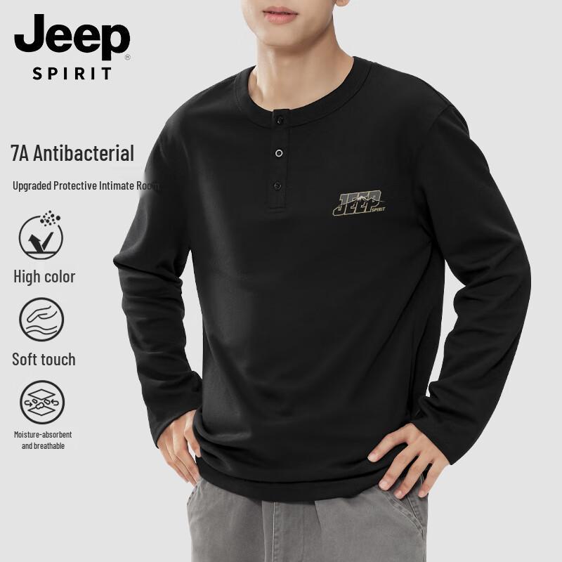 JEEP SPIRIT Men s Henry Collar Long-Sleeve Tee M