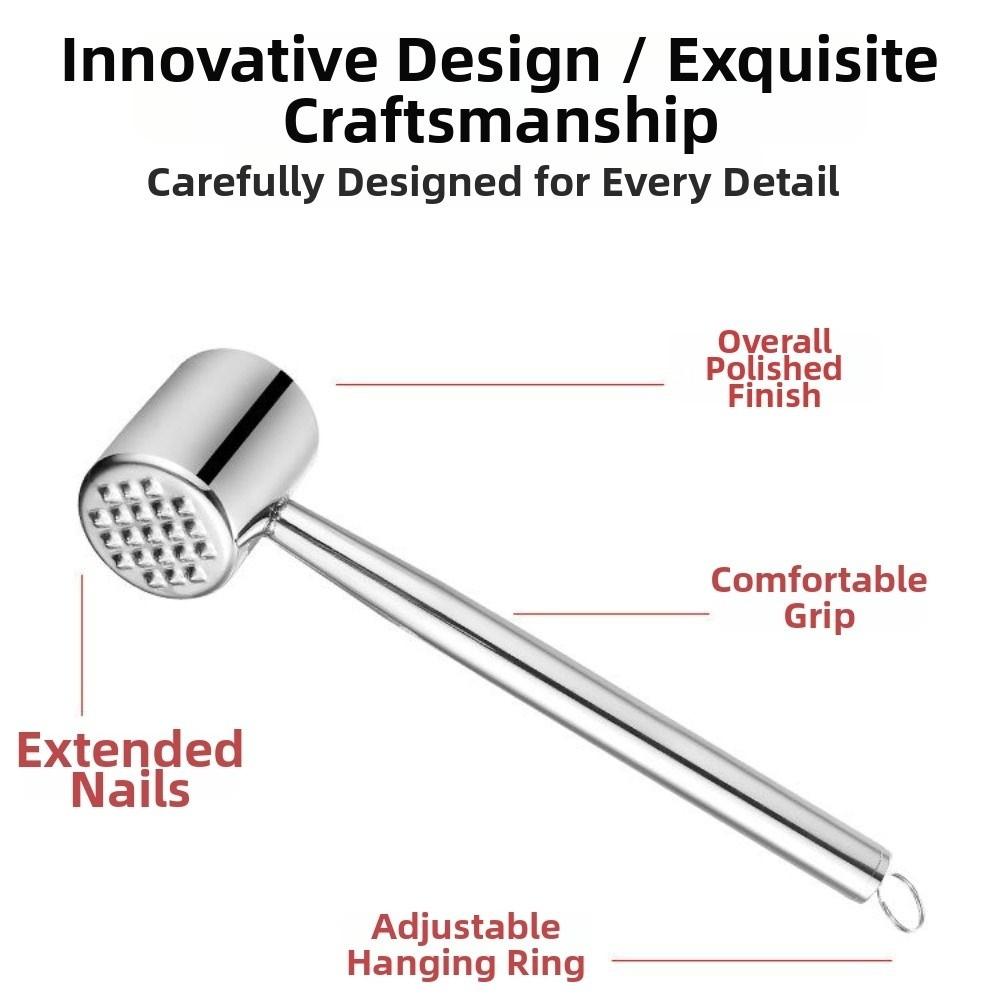 Double-side Meat Hammer Stainless Steel Steak Mallet Kitchen Beef Hitting Tool Meat Preparation