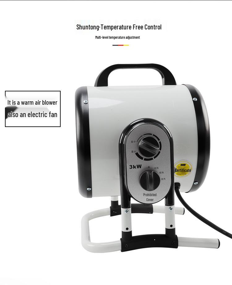 3kW Industrial Electric Heater: Compact Warm Air Blower for Large Areas & Breeding