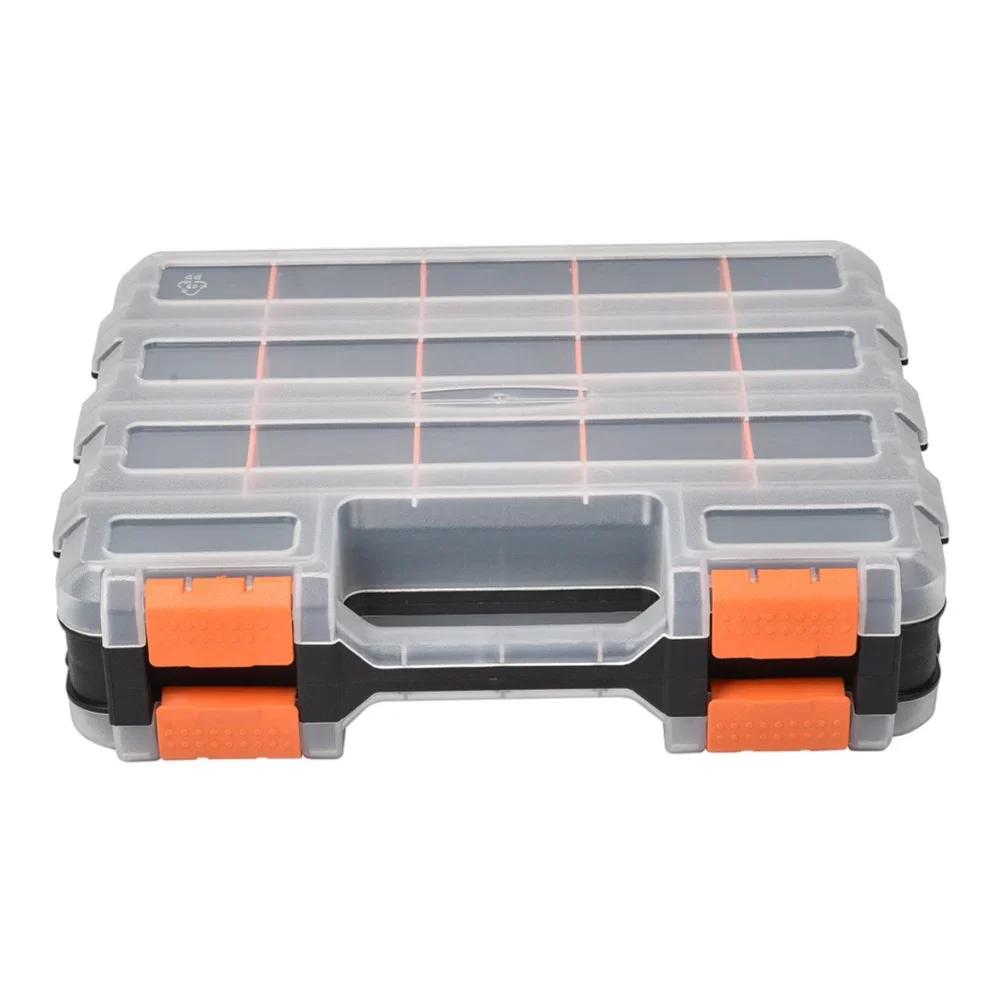 2 Side Tools Box Organizer Plastic Small Parts Storage Case Portable Tool Box Toolbox Container for Screws Nuts Nails Bolts