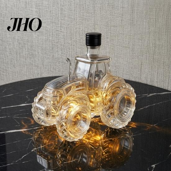 Einzigartige Hausbar-Flasche, Traktorförmiger Whiskey-Glas-Dekanter, 300ML Weinflasche mit Deckel, Klar und Spirituosen für Spirituosen, Neuartige Barware Geschenk