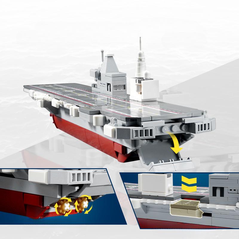 434pcs Military Series Chinese Navy 076 Amphibious Assault Ship Children's Building Block Toys No Box