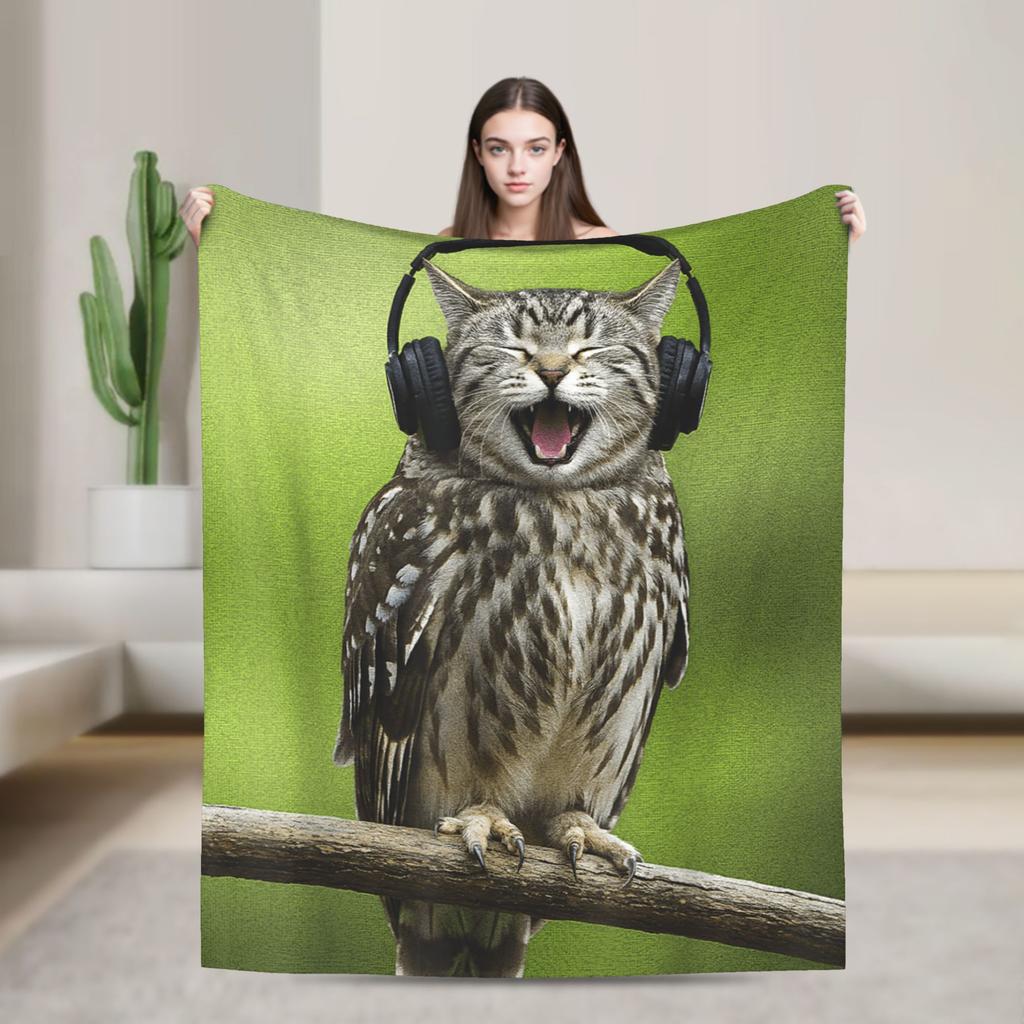 Meowl Gatto Gufo Divertente Internet Trendy Meme Coperta Super Calda Morbida Peluche Coperta Plaid Per Divano Letto Flanella Copriletto Coperta da Letto