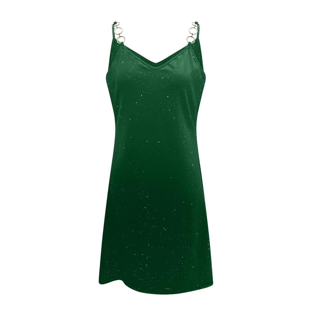 Fashion Womens Loose V-Neck Foil Stamping Mesh Gradient Print Cover Hip Dress