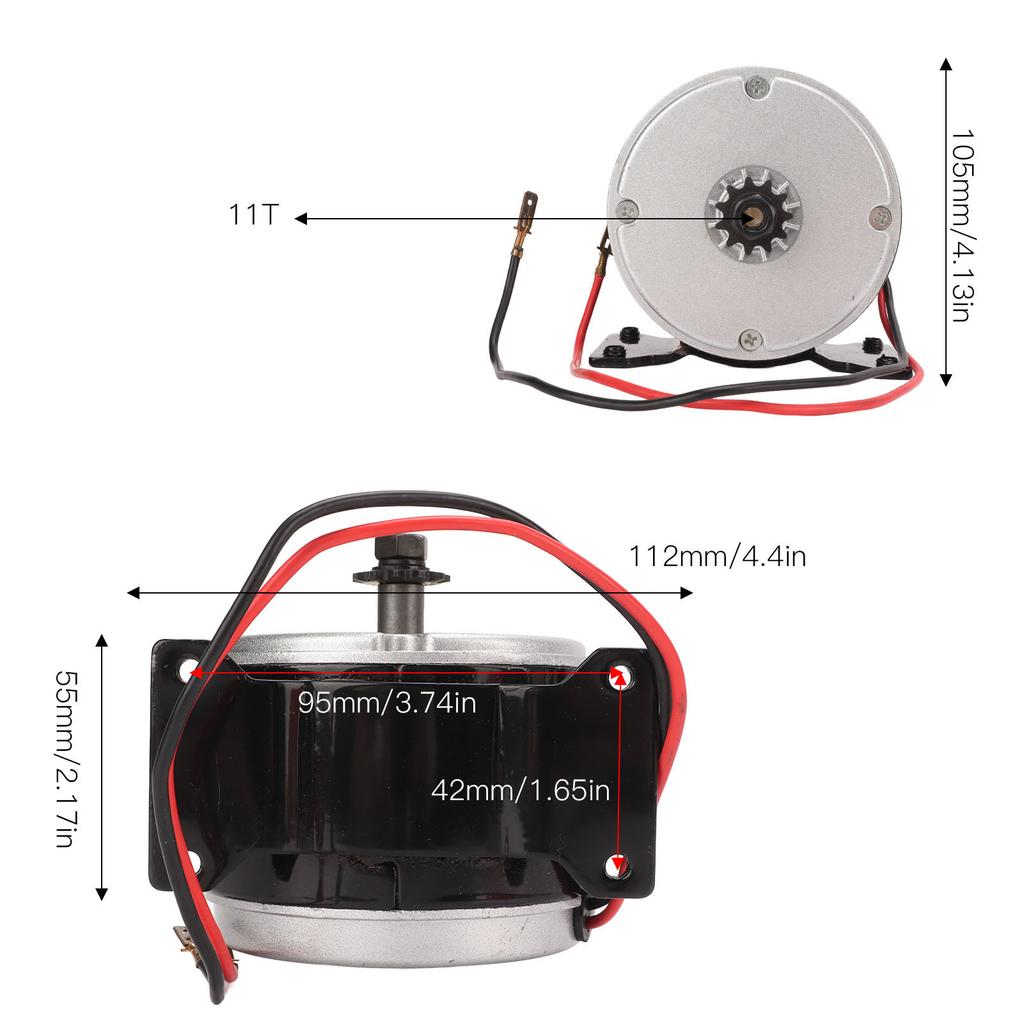 24V Electric Motor 280W 2500RPM Aluminum Alloy High Speed 11T Sprocket Motor for Electric Bicycle Tricycle