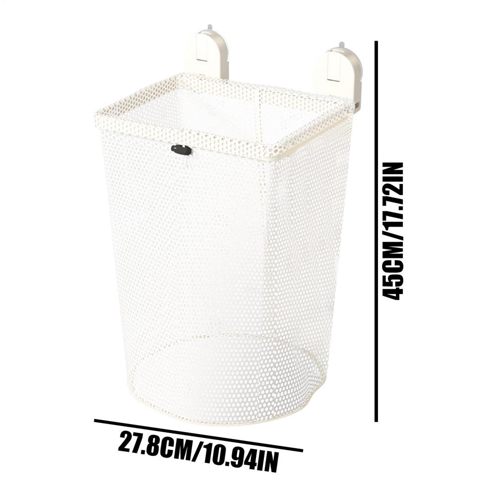 

Dirty Clothes Hamper Wall Mounted Storage Bin Suction Cup Mesh Laundry Basket Bag for Home Bathroom Organization Space Shirts белый