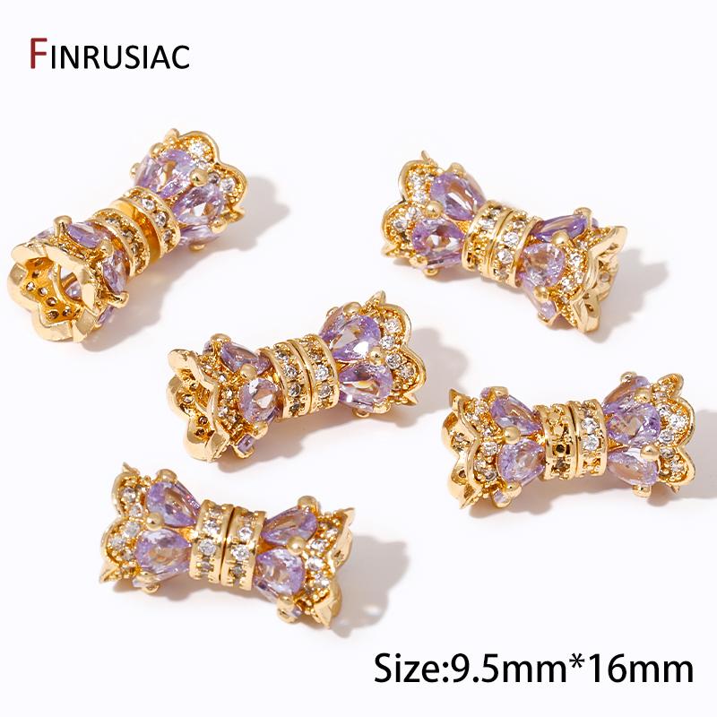 

18K Gold Plated Cubic Zirconia Screw Buckle Clasps Flower Shaped Double Head Connector Clasps For DIY Jewelry Making Accessories 1 piece