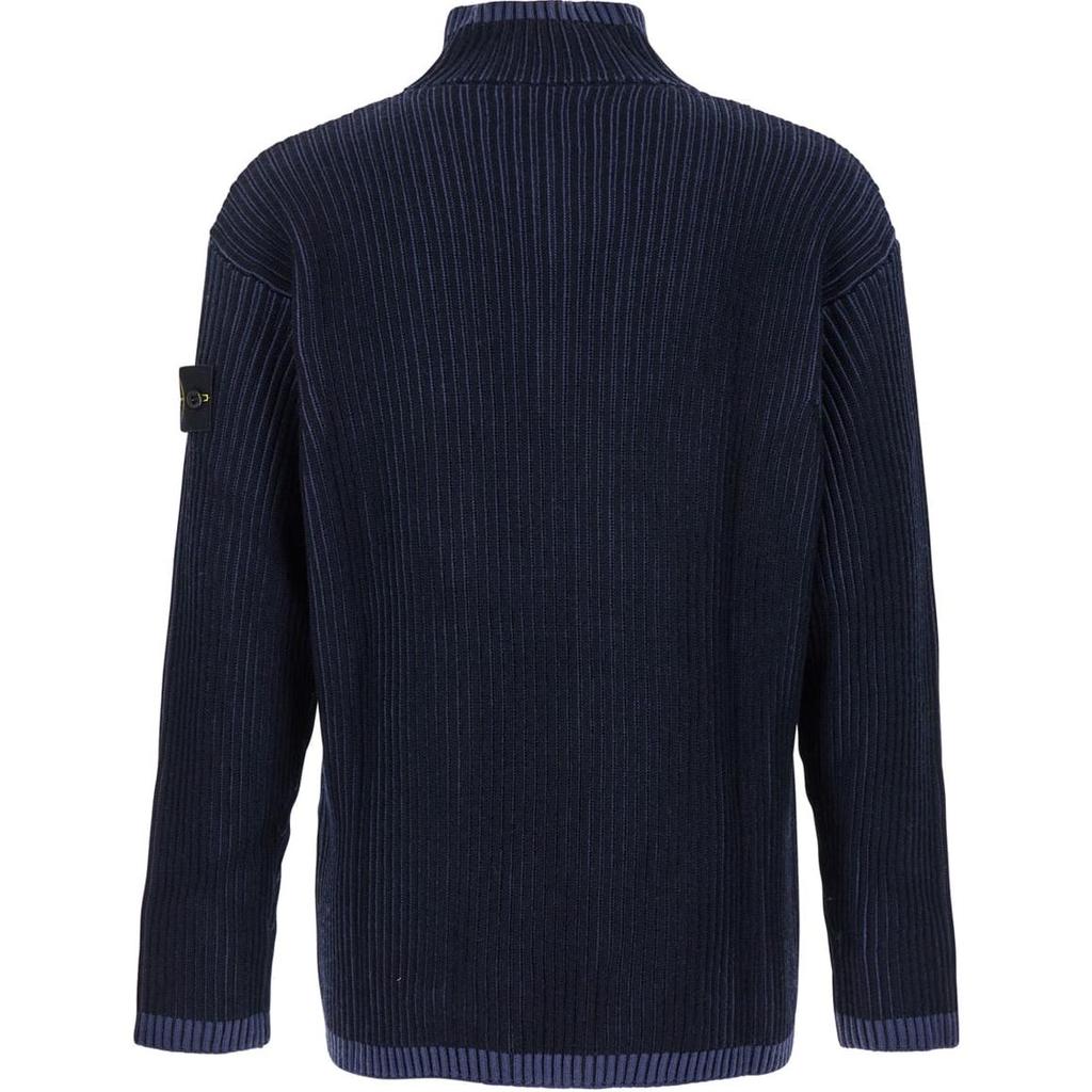 Stone Island Solid Color High Neck Half Zip Long Sleeve Sweater Men sweater Blue 8115516C1-V0020