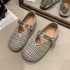 Mary Jane Single Shoes Women's Shoes 2025 Summer New Flat-soled Soft-soled Mesh Hollow Shoes Woven Fishing Net Shoes Sandals