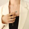 18K Gold Plated Geometric 'Y' Clavicle Chain Necklace, European & American Punk Style, Stainless Steel