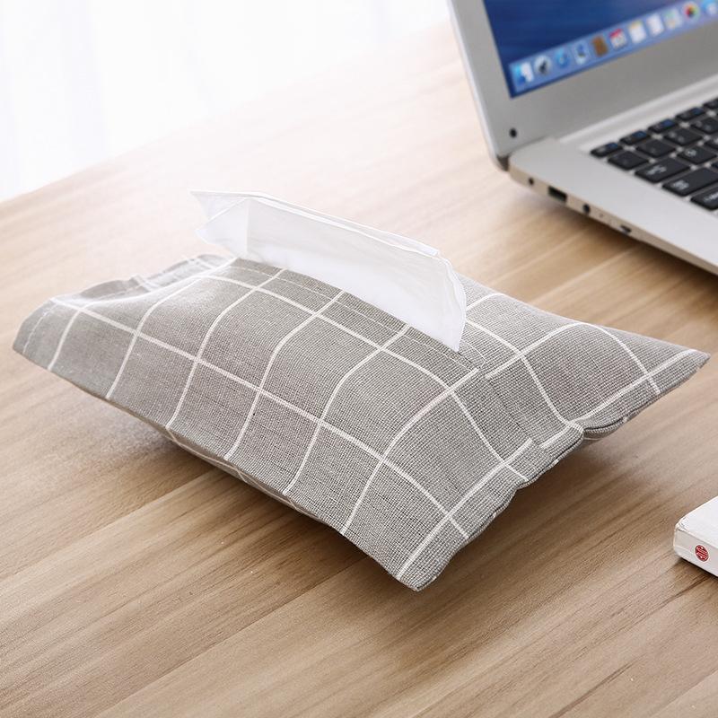 Cotton and Linen Paper Towel Set Cloth Tissue Box Bag Dustproof Waterproof Portable for Car Home Office Interior Tissue Boxes