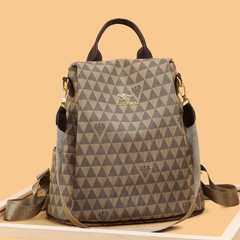 Versatile Floral Retro Backpack-Handbag: Multifunctional, Portable, Single/Double Shoulder, Large Capacity, Casual & Fashionable.