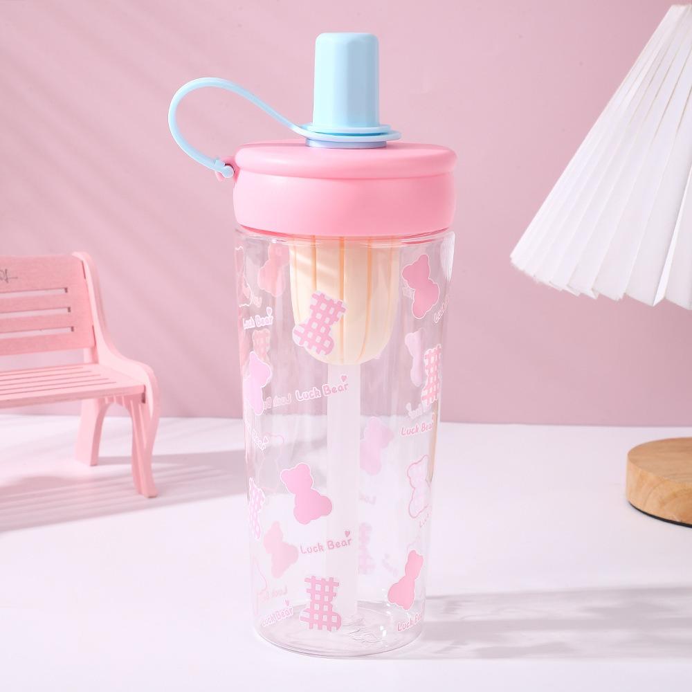 700ml Water Bottle Animal Cup With Lid Straw Cute Coffee Cup  for Juice Milk