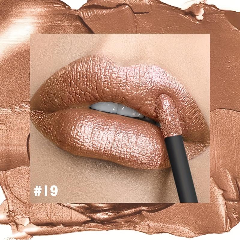 Gloss Labial Metálico Alto Brilho, Longa Duração, Fórmula Não Pegajosa, Batom Hidratante Brilho Labial Ideal para Festas, Encontros e Uso Diário