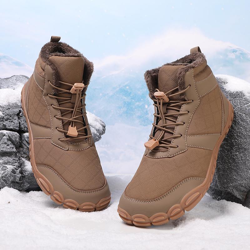 Men's Plush High-top Snow Boots Women Winter Warm Cotton Shoes Non-slip Outdoor Hiking Shoes