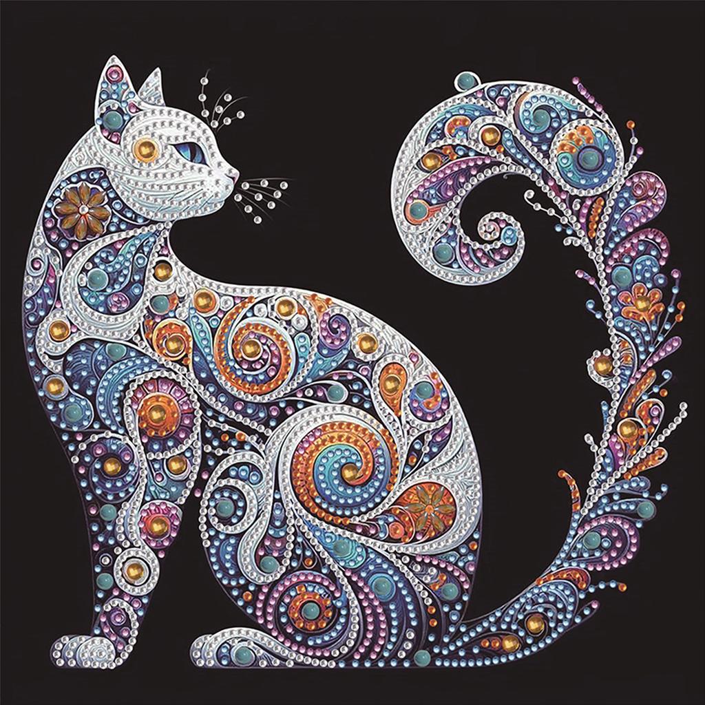 Kit Pittura Diamante Fai da Te Forma Speciale Gatto Trapano Parziale per Adulti Decorazione Parete Casa Punti Diamante Kit Arte con Gemme 11.81x11.81in